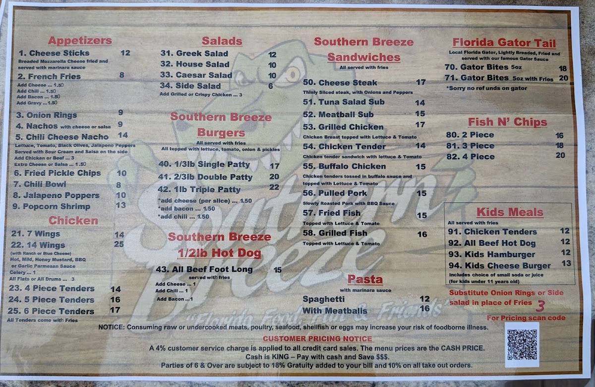 Southern Breeze Menu - Image 3