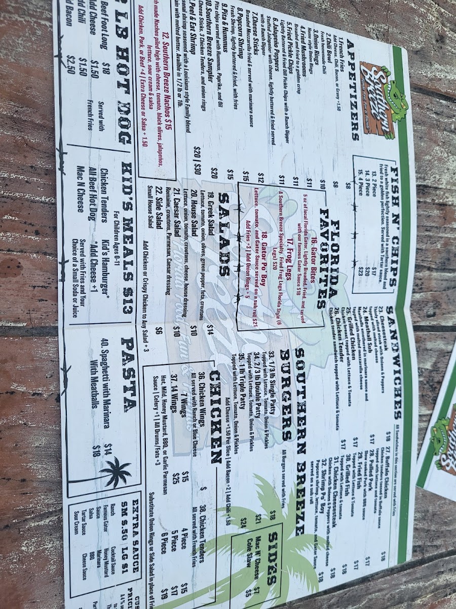 Southern Breeze Menu - Image 4