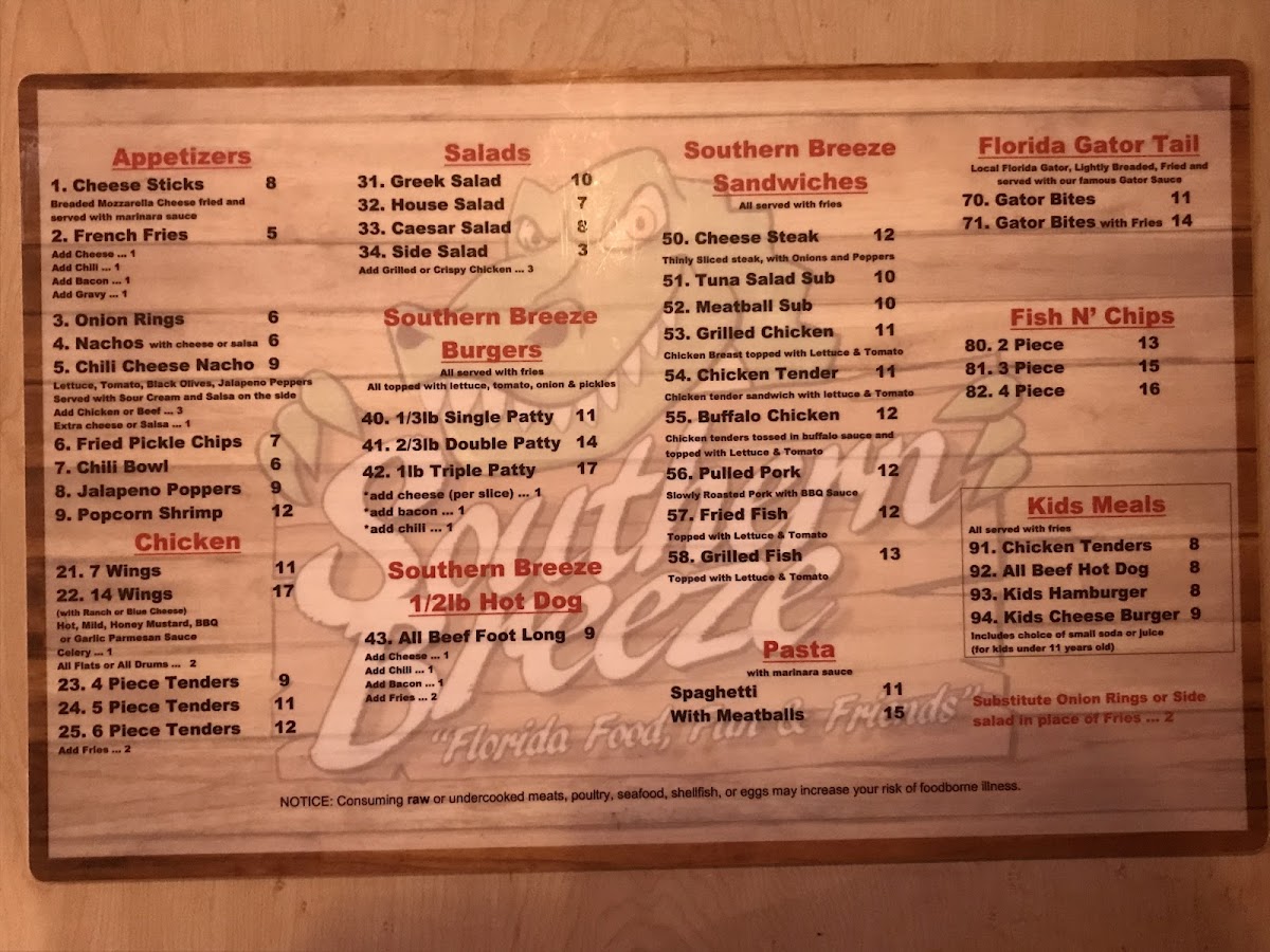 Southern Breeze Menu - Image 6